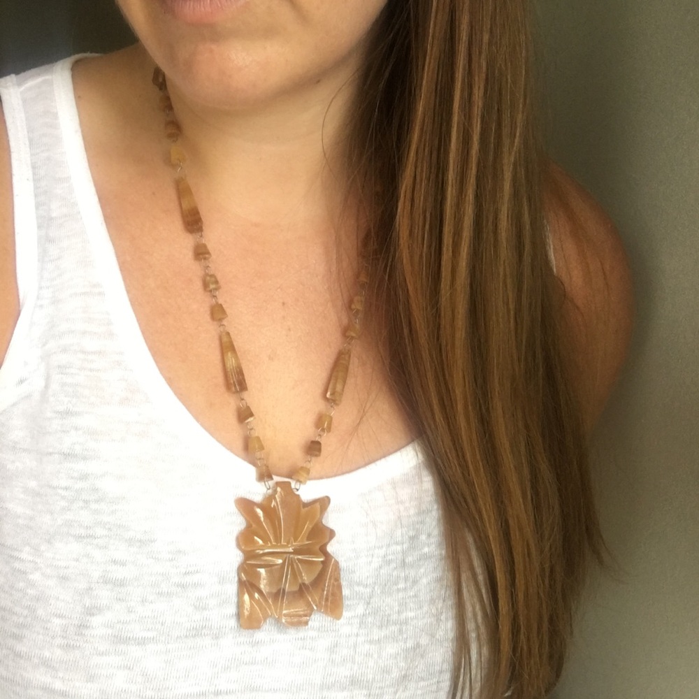 Vintage Carved Agate Tribal Necklace